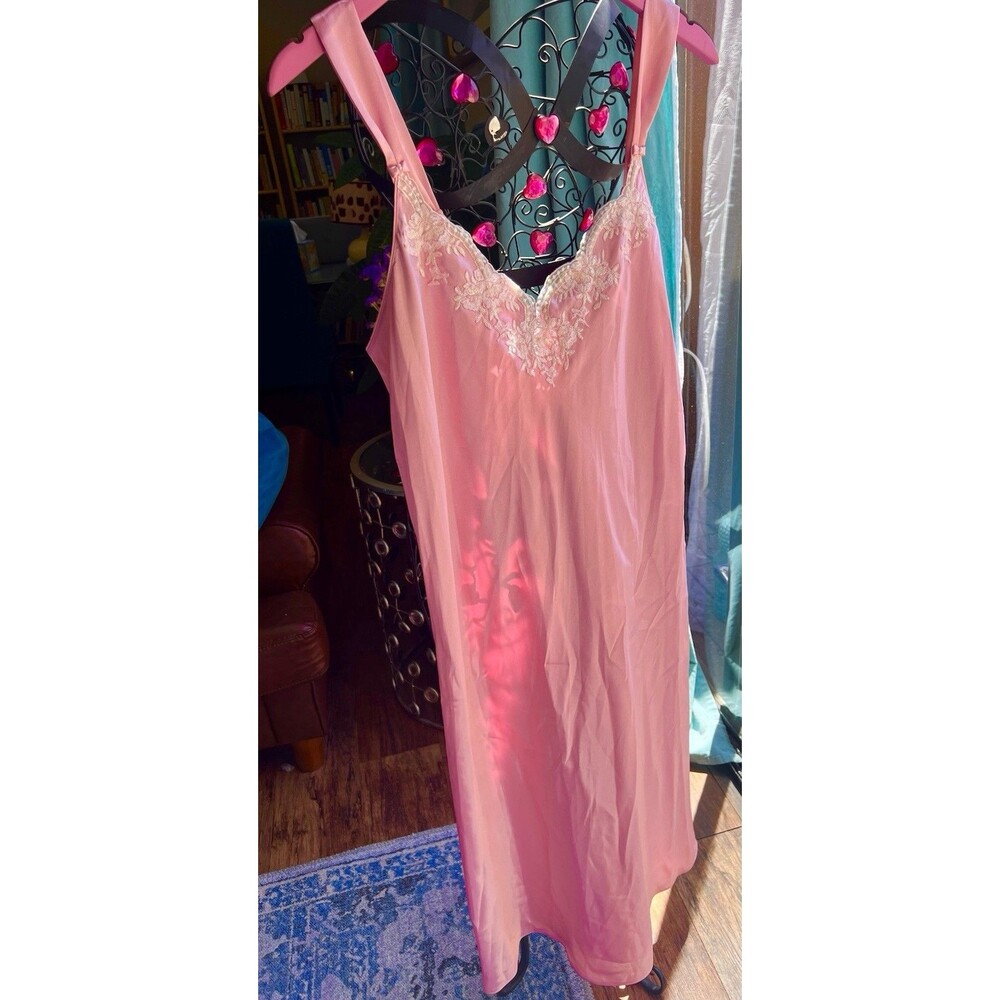 Oscar De La Renta Pink Satin Night Gown Size XL Vintage Style